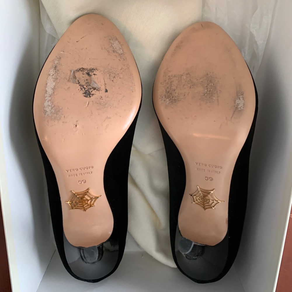 Charlotte Olympia Black Velvet Kitty Pumps, size 39 - Picture 6 of 7